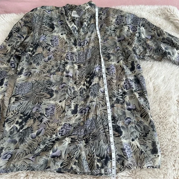 VINTAGE EVIDENCE 100% SILK PATTERNED  BLOUSE - M - Picture 14 of 16